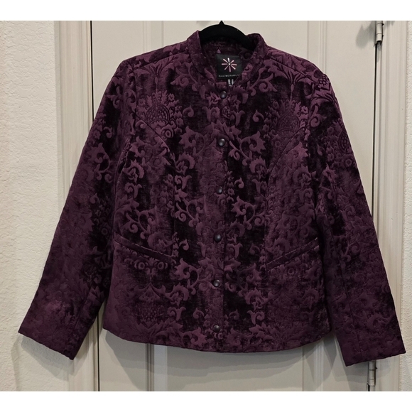 Isaac Mizrahi Live! Velvet Scroll Jaquard Jacket size 10 - Picture 7 of 14